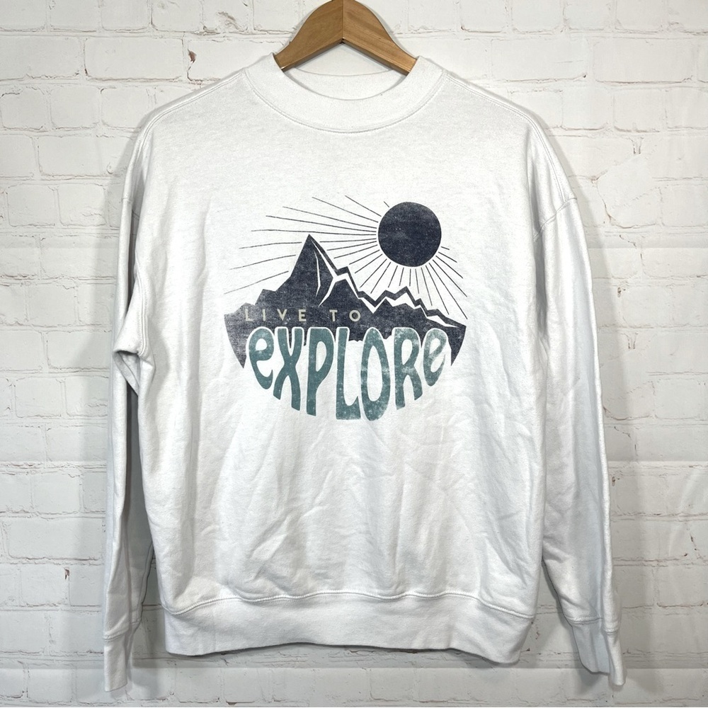 AWAKE Live to Explore Sweatshirt Womens XL White Logo Fleece